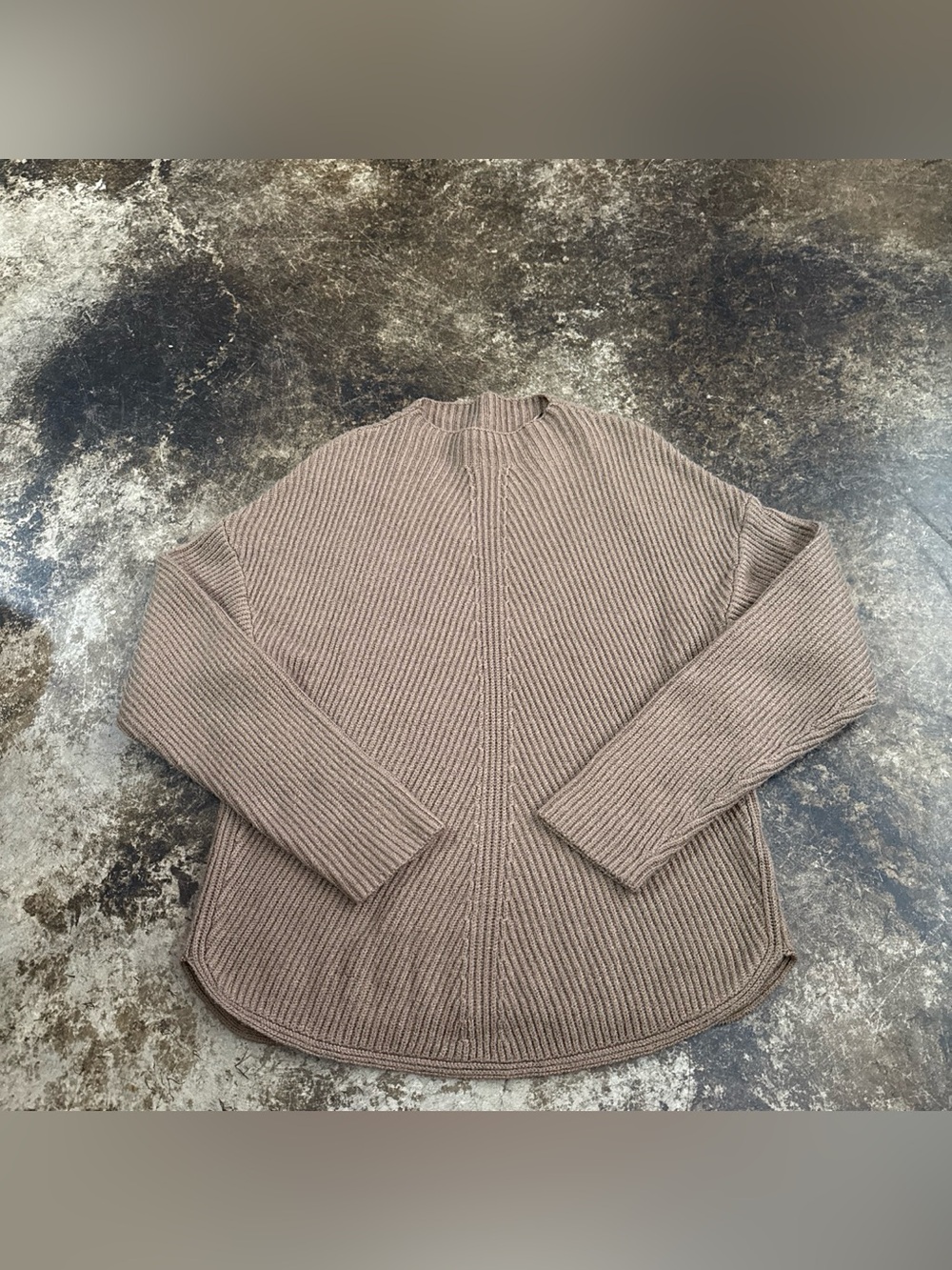 Ribbed Cowl-Neck Sweater in Tan